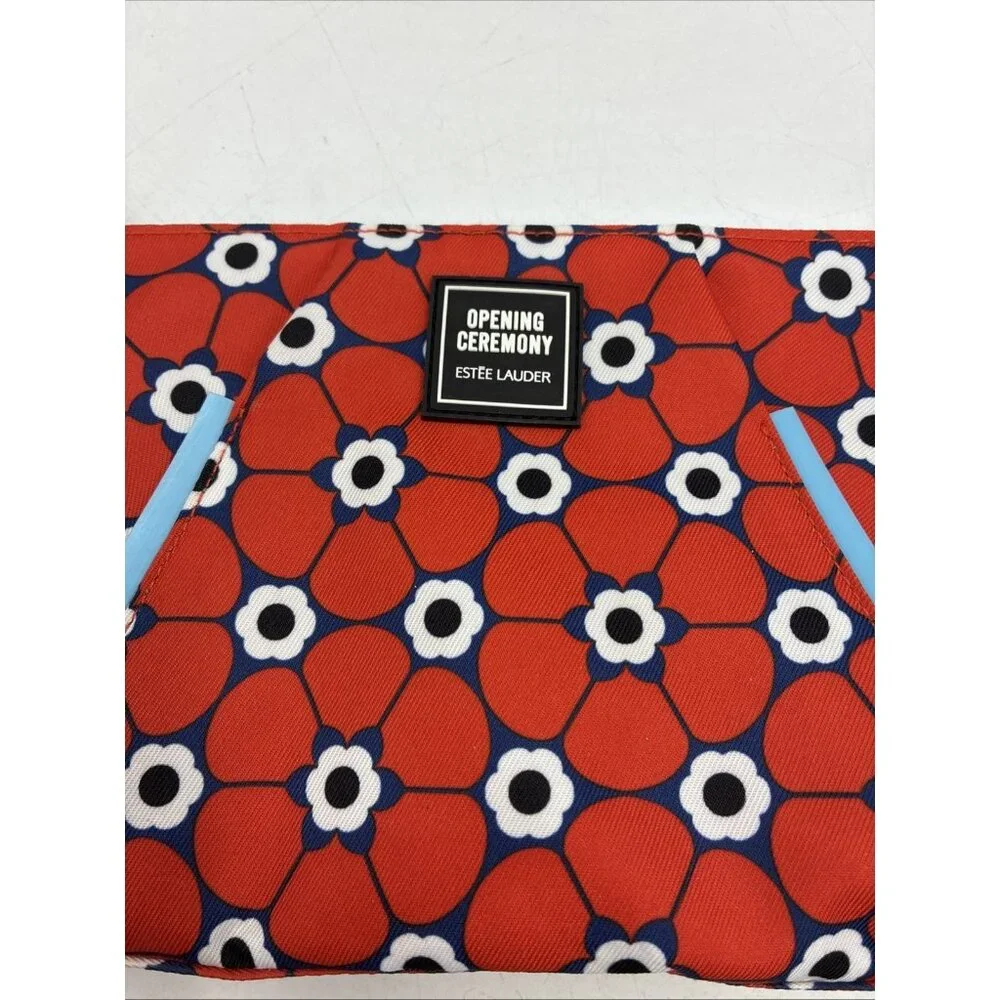 Estee Lauder Womens Makeup Bag Opening Ceremony Floral Red Blue Zippered